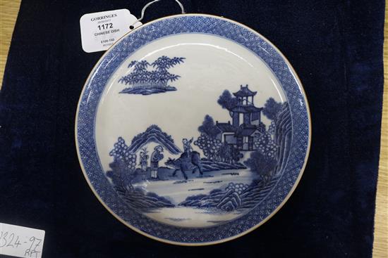 A Chinese blue and white saucer dish, 18.5cm.